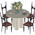 Middle style dining table and chair combination 3d model