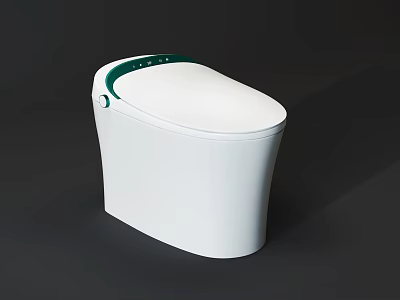Modern White Toilet With Sleek Design And Green Accent On Top 3d model