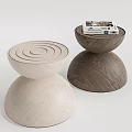 Modern Round Table Log Low Stool Corner Table 3d model