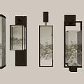 Modern Wall Sconces With Metal Frames And Glass Shades Featuring Decorative Patterns 3d model