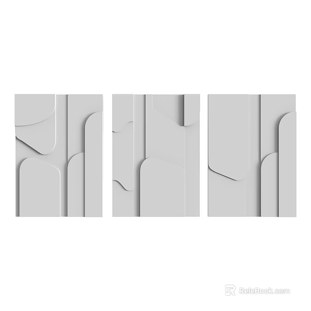 Modern Architectural Gray Decorative Panels With Curved Geometric Shapes And Patterns 3d model 