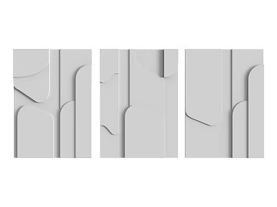 Modern Architectural Gray Decorative Panels With Curved Geometric Shapes And Patterns 3d model