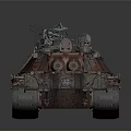 Weathered Military Tank With Detailed Armored Structure Long Cannon Barrel And Heavy Tracks