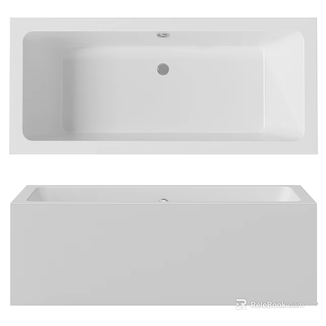 Modern White Rectangular Bathtub With Sleek Acrylic Design And Smooth Surface 3d model