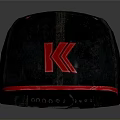 Black Cap With Red Brim And Red K Letter Design For Daily Use
