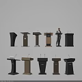 Various Modern Podiums With Different Design Styles And Materials 3d model