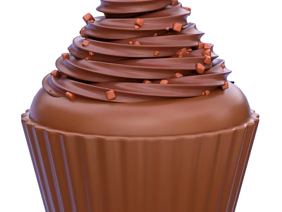 Delicious Chocolate Cupcake With Swirled Chocolate Frosting Topped With Crunchy Sprinkles 3d model