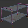 Rustic Industrial Metal Cart With Two Tier Shelves And Rolling Wheels