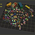 Modern Colorful Toy Building Blocks And Parts Scattered On Black Surface