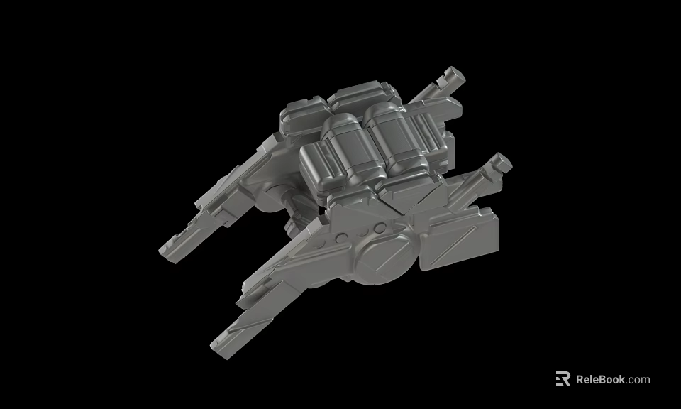 Industrial Gray Mechanical Part With Complex Structure And 3D Design 3d model 