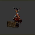 Viking Warrior With Beard Tossing Fireball At Flying Creature 3d model