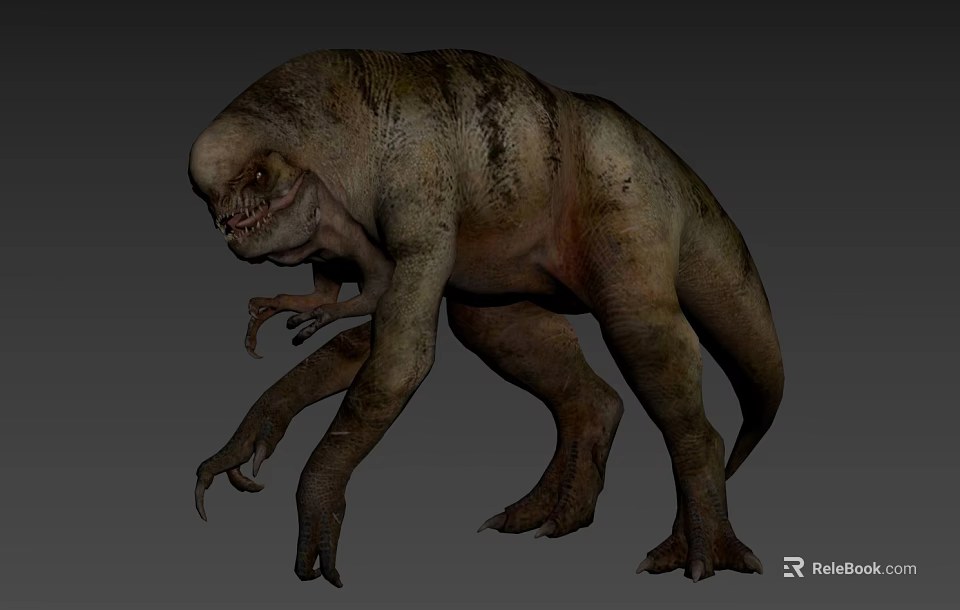 3D Rendered Prehistoric Reptile Creature with Rough Skin Sharp Claws and Long Tail 3d model 