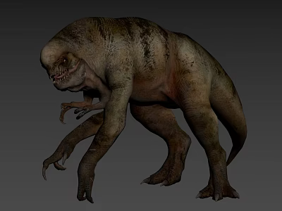 3D Rendered Prehistoric Reptile Creature with Rough Skin Sharp Claws and Long Tail 3d model
