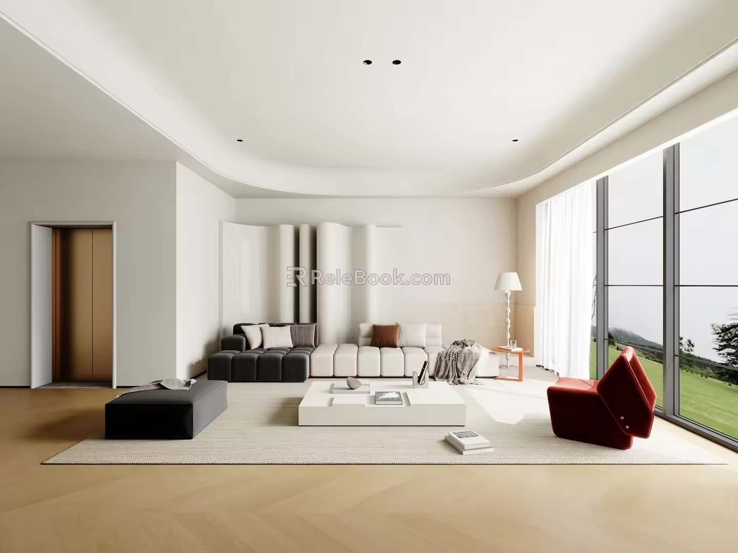 Modern Sofa Combination Coffee Table Carpet 3d model