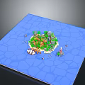 Futuristic Sci Fi Island Scene With Palm Trees Lighthouse And Ships On Blue Water