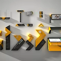 Creative Modern Signage With Directional Arrows Information Boards And Yellow Black Displays