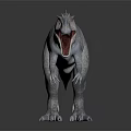 Ferocious Reptile Dinosaur With Open Mouth Sharp Teeth Detailed Skin Texture Standing Pose