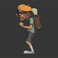 3D Boy Character With Yellow Cap Glasses Blue Shorts And Backpack Standing Pose