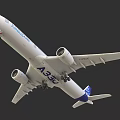 Passenger Airplane ANA With White Body Blue Tail Twin Engines And Wings
