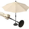 Beige Outdoor Umbrella With Foldable Design Durable Fabric And Black Base For Garden Patio