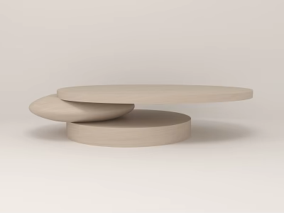 Modern Wooden Round Layered Coffee Table With Minimalist Design And Natural Tone 3d model