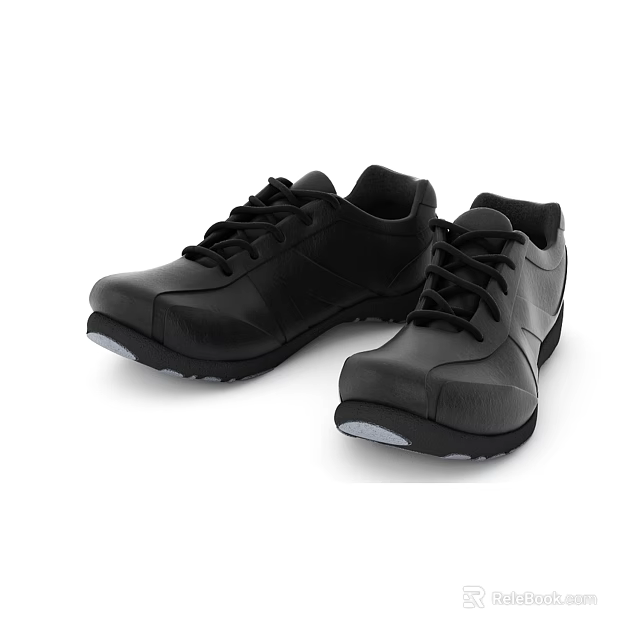 Black Lightweight Casual Lace Up Shoes With Comfortable Sole For Daily Wear 3d model 