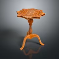Vintage Wooden Functional Table With Scalloped Top And Curved Carved Legs