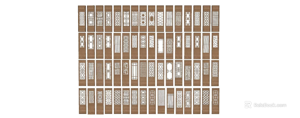 Various Hinged Doors With Intricate Patterns And Wooden Frames For Home Decor 3d model 