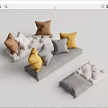 Modern Cushion Bay Window Cushion Combination 3d model