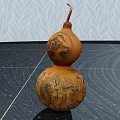 Traditional Carved Gourd Decorative Ornament With Figural Landscape Patterns For Interior