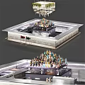 Commercial Bar Equipment Setup With Counter Bottles Lighting And Stools