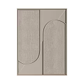 Neutral Tone Decorative Panels With Linen Texture Geometric Curved Rectangular Shapes Modern Wall Decor