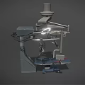 Advanced Surgical Operating Table With Overhead Lights And Medical Instruments