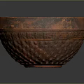 Rustic Orange Brown Handcrafted Terracotta Bowl With Textured Surface And Patterns 3d model