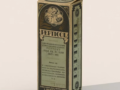 Vintage PEPTICOL Box With Retro Design And Medical Product Label 3d model