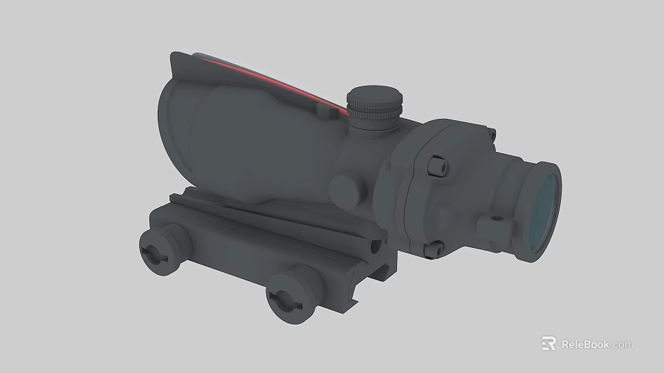 Tactical Weapon Scope With Mount Adjustable Knobs And Red Accent For Precision Use 3d model