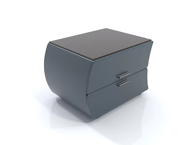 Sleek Modern Gray Bedside Table With Two Drawers And Black Top 3d model