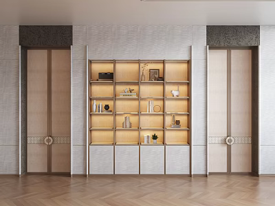 Bookcase New Chinese Style Bookcase Decorative Cabinet Storage Cabinet Decoration Cabinet with Door Light Luxury Bookcase High Set Bookcase 3d model