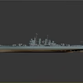 Detailed 3D Rendered Warship Model With Antenna Turrets And Blue Gray Deck Design
