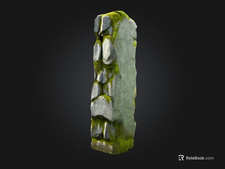 Natural Stone And Wood Structure With Mossy Surface And Rustic Design Features 3d model 