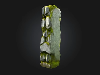 Natural Stone And Wood Structure With Mossy Surface And Rustic Design Features 3d model