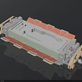 Detailed 3D Model of Industrial Mechanical Structure With Gray And Red Components