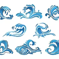 Artistic Blue Carved Wave Ornate Decorative Designs For Interior Wall Decor