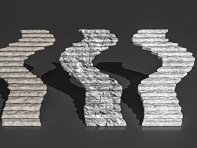 Winding Stone Slab Road Facilities With Different Pathway Patterns And Designs 3d model
