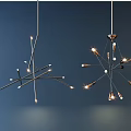 Elegant Modern Chandelier Design With Geometric Metal Arms And Bright Illuminated Lights