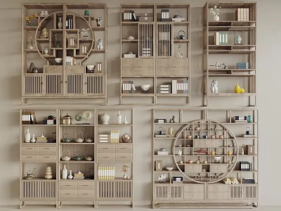 Traditional Chinese Bogu Shelves Displaying Decorative Items And Storage Compartments 3d model