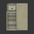 Vintage Retro Refrigerator With Open Door Empty Shelves And Closed Classic Design