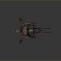 Rustic Brown Mechanical Weapon With Double Barrel Cannon Tracked Base And Industrial Design
