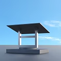 Solar Panel Mounted On Concrete Base With Electronic Device Structure 3d model