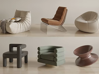 Modern Accent Chairs Collection With Diverse Designs Various Colors And Unique Shapes 3d model